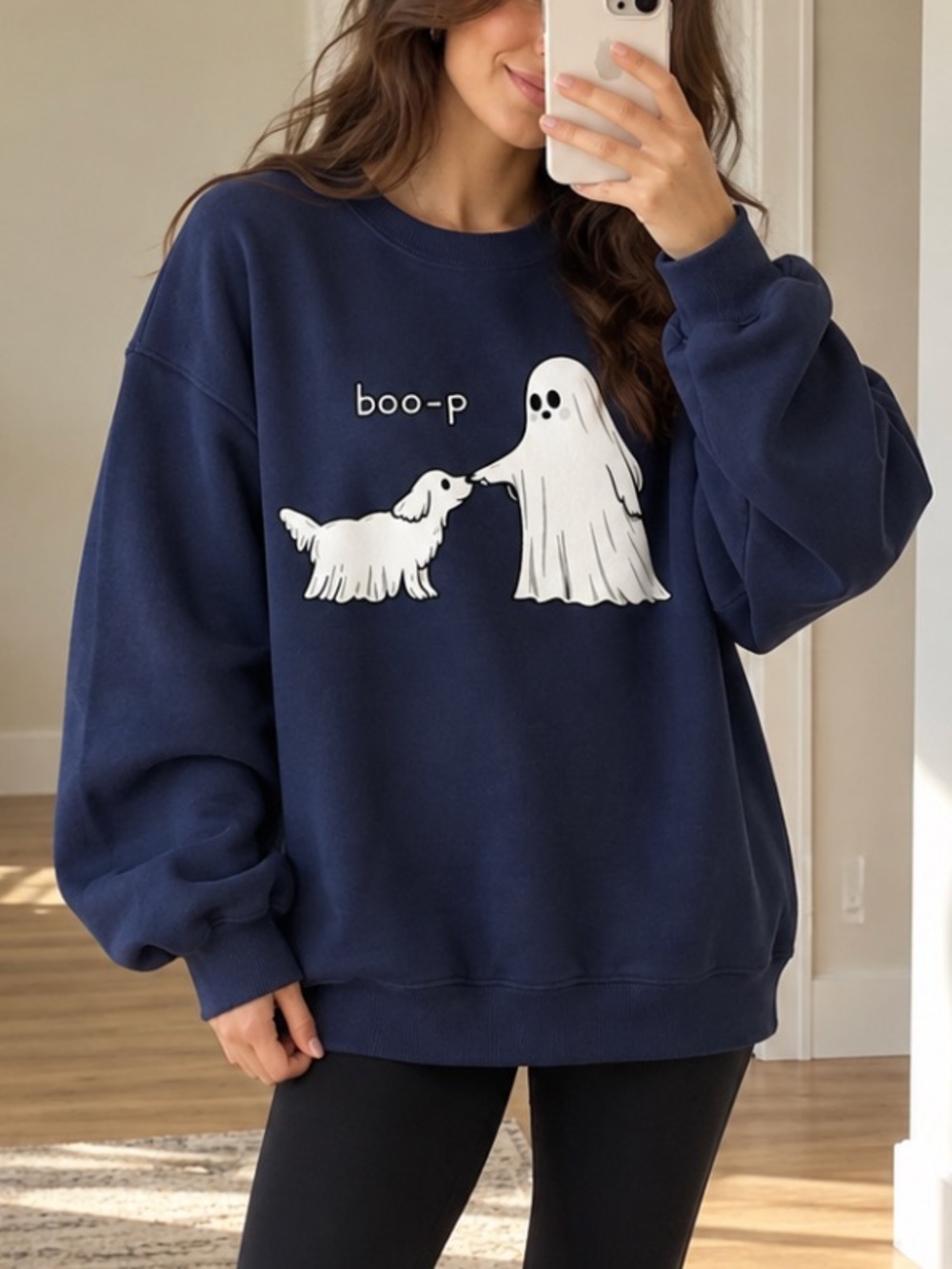 Cute Boo-P Ghost Dog Halloween Sweatshirt, Spooky Season Sweatshirt